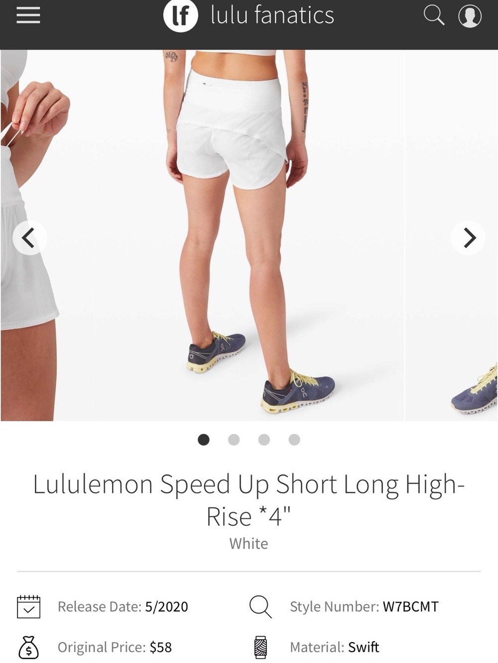 lululemon athletica Speed Up Short  High-Rise - White